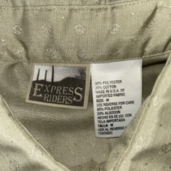 Express Riders Western Shirt Men's Beige Geometric Pearl Snap Size Medium Dressy - Picture 6 of 7